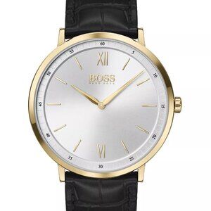 BOSS Men's Essential Ultra Slim Black Leather Strap Watch 40mm 1513751